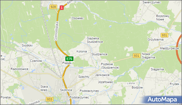 mapa Studzienice gmina Pszczyna, Studzienice gmina Pszczyna na mapie Targeo