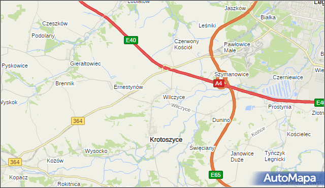 mapa Wilczyce gmina Krotoszyce, Wilczyce gmina Krotoszyce na mapie Targeo