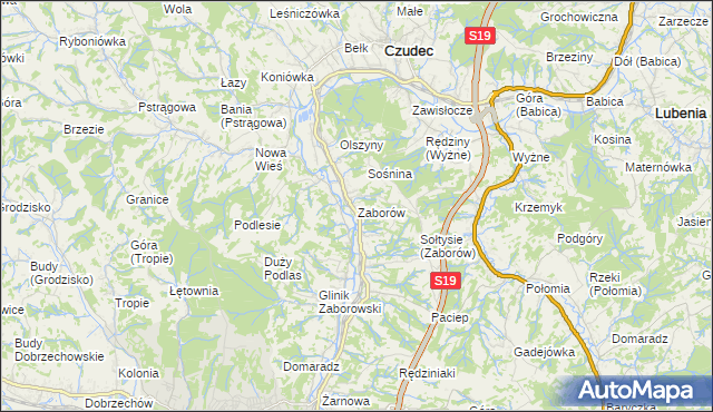 mapa Zaborów gmina Czudec, Zaborów gmina Czudec na mapie Targeo