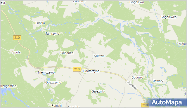 mapa Kotowo gmina Dębnica Kaszubska, Kotowo gmina Dębnica Kaszubska na mapie Targeo