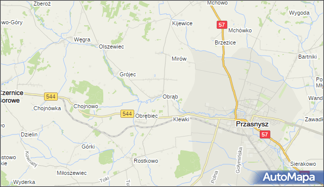 mapa Obrąb gmina Przasnysz, Obrąb gmina Przasnysz na mapie Targeo