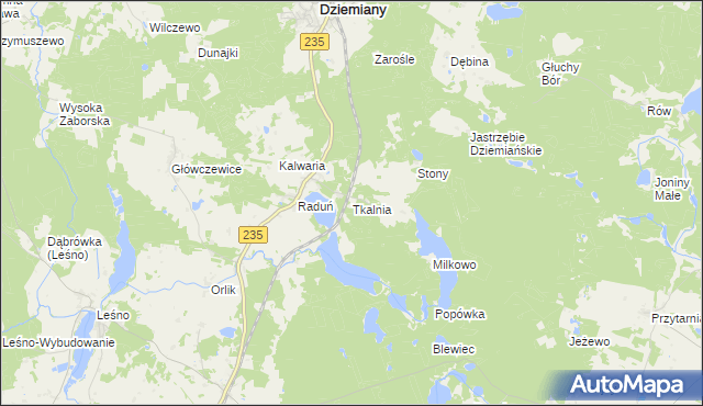 mapa Tkalnia, Tkalnia na mapie Targeo