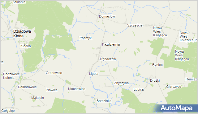 mapa Trębaczów gmina Perzów, Trębaczów gmina Perzów na mapie Targeo