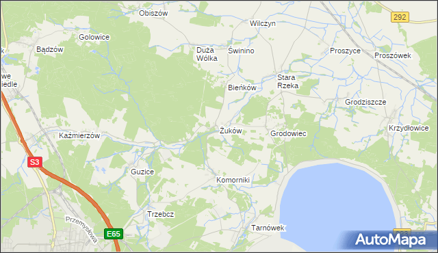 mapa Żuków gmina Polkowice, Żuków gmina Polkowice na mapie Targeo