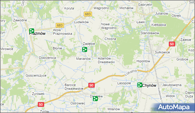 mapa Adamów Drwalewski, Adamów Drwalewski na mapie Targeo