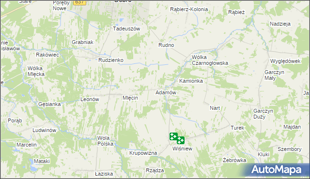 mapa Adamów gmina Dobre, Adamów gmina Dobre na mapie Targeo