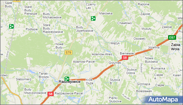 mapa Adamów-Wieś, Adamów-Wieś na mapie Targeo