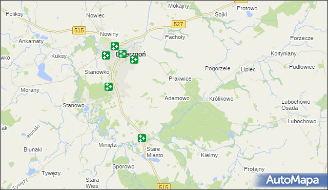 mapa Adamowo gmina Stary Dzierzgoń, Adamowo gmina Stary Dzierzgoń na mapie Targeo