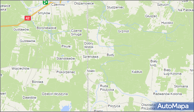 mapa Adelinów gmina Fałków, Adelinów gmina Fałków na mapie Targeo