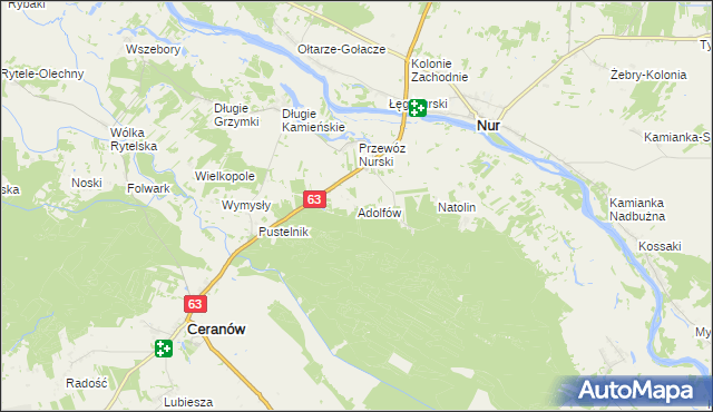 mapa Adolfów gmina Ceranów, Adolfów gmina Ceranów na mapie Targeo