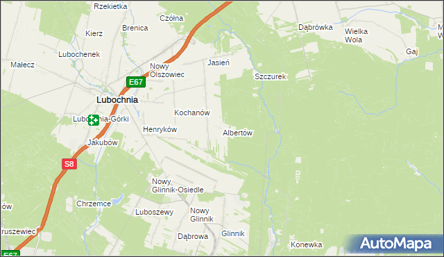 mapa Albertów gmina Lubochnia, Albertów gmina Lubochnia na mapie Targeo