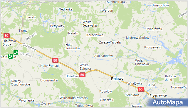 mapa Aleksandrów gmina Pniewy, Aleksandrów gmina Pniewy na mapie Targeo