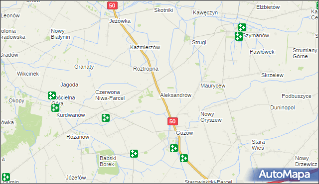 mapa Aleksandrów gmina Wiskitki, Aleksandrów gmina Wiskitki na mapie Targeo