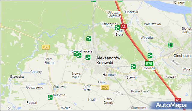 mapa Aleksandrów Kujawski, Aleksandrów Kujawski na mapie Targeo