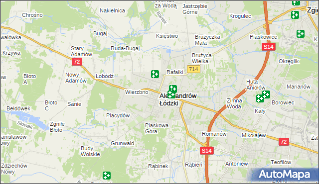 mapa Aleksandrów Łódzki, Aleksandrów Łódzki na mapie Targeo