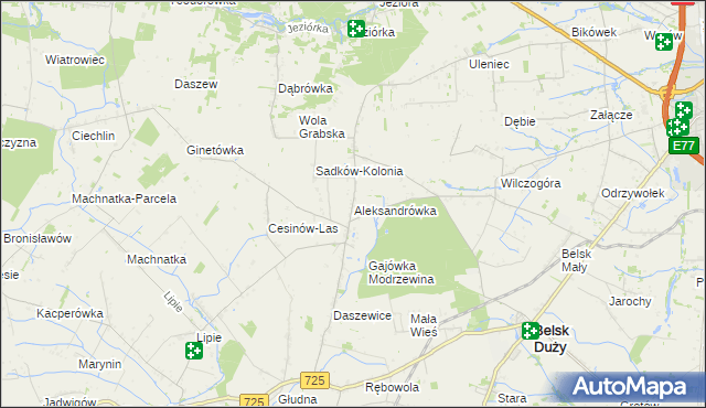 mapa Aleksandrówka gmina Belsk Duży, Aleksandrówka gmina Belsk Duży na mapie Targeo