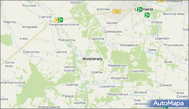 mapa Alfonsów gmina Wodzierady, Alfonsów gmina Wodzierady na mapie Targeo