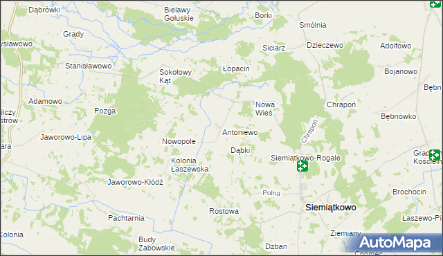 mapa Antoniewo gmina Siemiątkowo, Antoniewo gmina Siemiątkowo na mapie Targeo