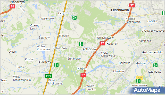 mapa Antoninów gmina Piaseczno, Antoninów gmina Piaseczno na mapie Targeo