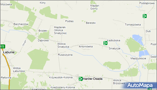 mapa Antoniówka gmina Komarów-Osada, Antoniówka gmina Komarów-Osada na mapie Targeo