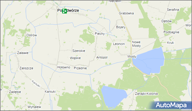 mapa Antopol gmina Podedwórze, Antopol gmina Podedwórze na mapie Targeo