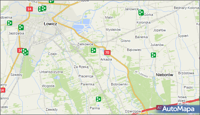 mapa Arkadia, Arkadia na mapie Targeo