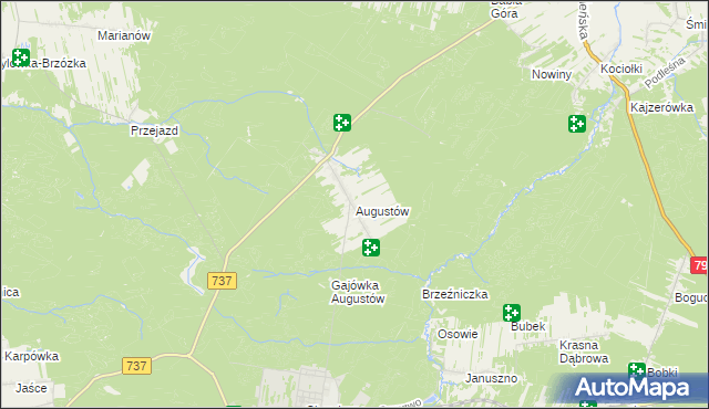 mapa Augustów gmina Pionki, Augustów gmina Pionki na mapie Targeo