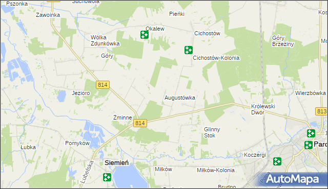 mapa Augustówka gmina Siemień, Augustówka gmina Siemień na mapie Targeo