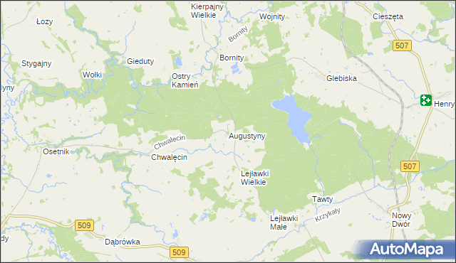 mapa Augustyny, Augustyny na mapie Targeo