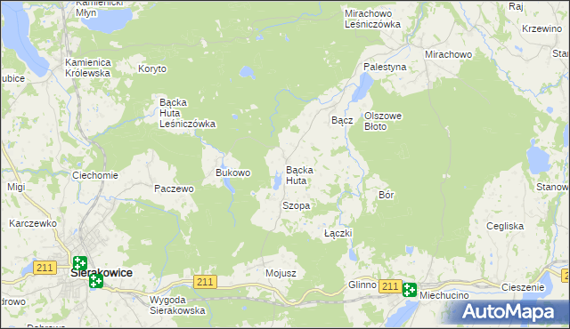 mapa Bącka Huta, Bącka Huta na mapie Targeo