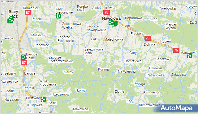 mapa Bącza-Kunina, Bącza-Kunina na mapie Targeo