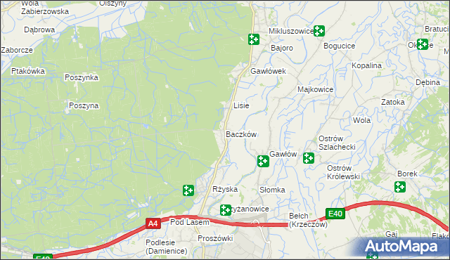 mapa Baczków gmina Bochnia, Baczków gmina Bochnia na mapie Targeo