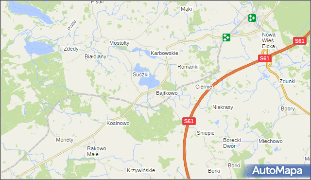 mapa Bajtkowo, Bajtkowo na mapie Targeo