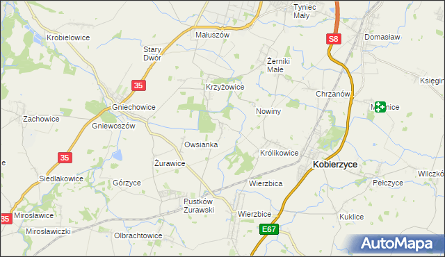 mapa Bąki gmina Kobierzyce, Bąki gmina Kobierzyce na mapie Targeo