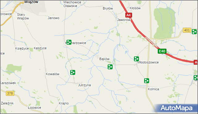 mapa Bąków gmina Grodków, Bąków gmina Grodków na mapie Targeo