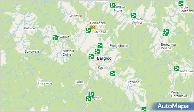 mapa Baligród, Baligród na mapie Targeo