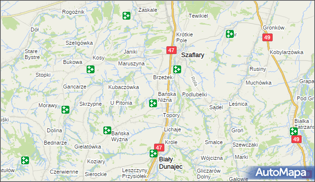 mapa Bańska Niżna, Bańska Niżna na mapie Targeo