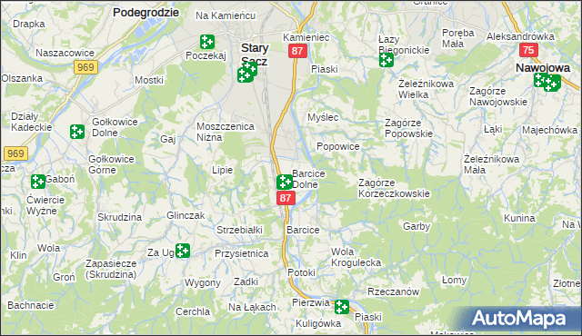 mapa Barcice Dolne, Barcice Dolne na mapie Targeo