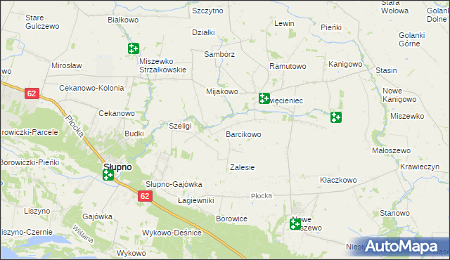 mapa Barcikowo gmina Słupno, Barcikowo gmina Słupno na mapie Targeo