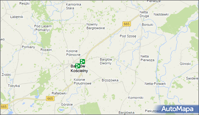 mapa Bargłów Dworny, Bargłów Dworny na mapie Targeo