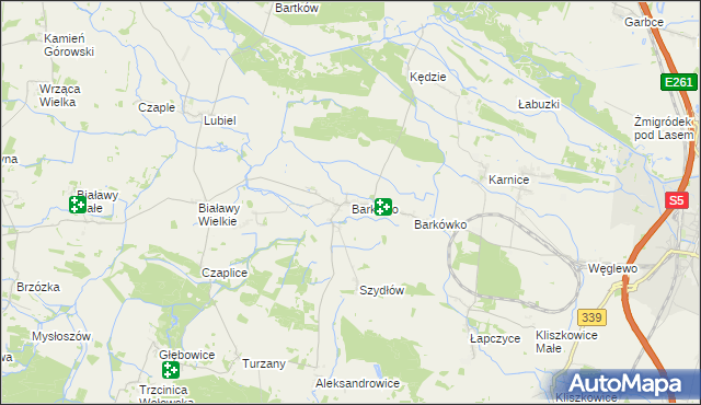 mapa Barkowo gmina Żmigród, Barkowo gmina Żmigród na mapie Targeo
