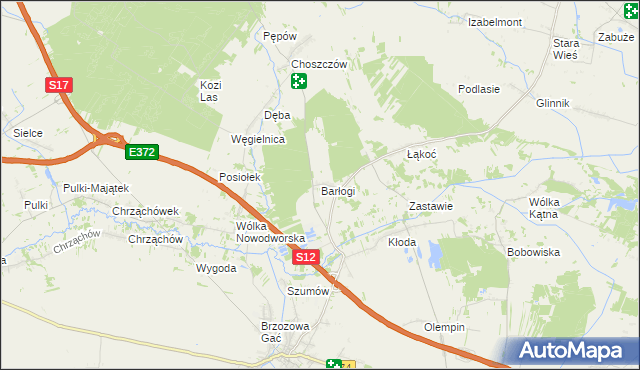 mapa Barłogi gmina Kurów, Barłogi gmina Kurów na mapie Targeo