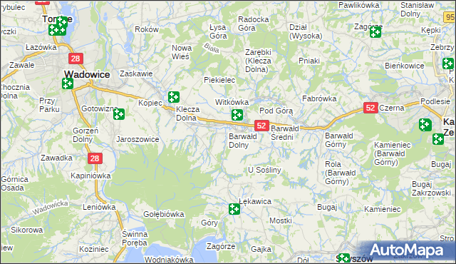 mapa Barwałd Dolny, Barwałd Dolny na mapie Targeo