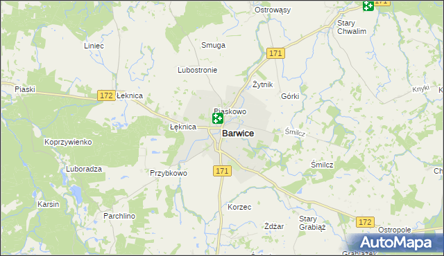 mapa Barwice, Barwice na mapie Targeo