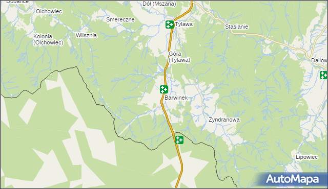 mapa Barwinek gmina Dukla, Barwinek gmina Dukla na mapie Targeo