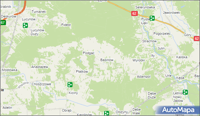 mapa Basinów gmina Zabrodzie, Basinów gmina Zabrodzie na mapie Targeo