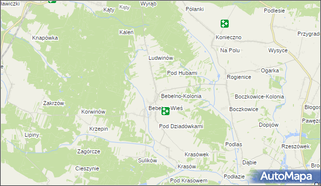 mapa Bebelno-Kolonia, Bebelno-Kolonia na mapie Targeo