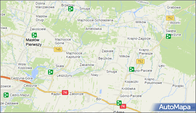 mapa Bęczków, Bęczków na mapie Targeo