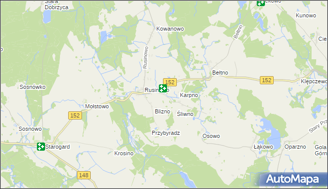 mapa Bedlno gmina Świdwin, Bedlno gmina Świdwin na mapie Targeo