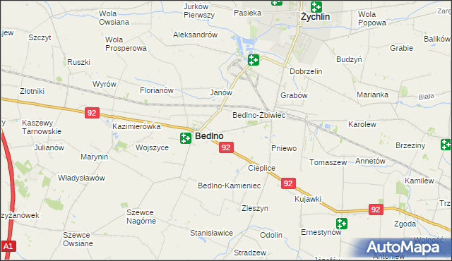 mapa Bedlno-Wieś, Bedlno-Wieś na mapie Targeo